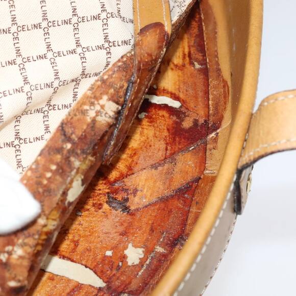 CELINE Macadam Canvas Hat Case Trunk Pvc Leather White - Picture 9 of 16